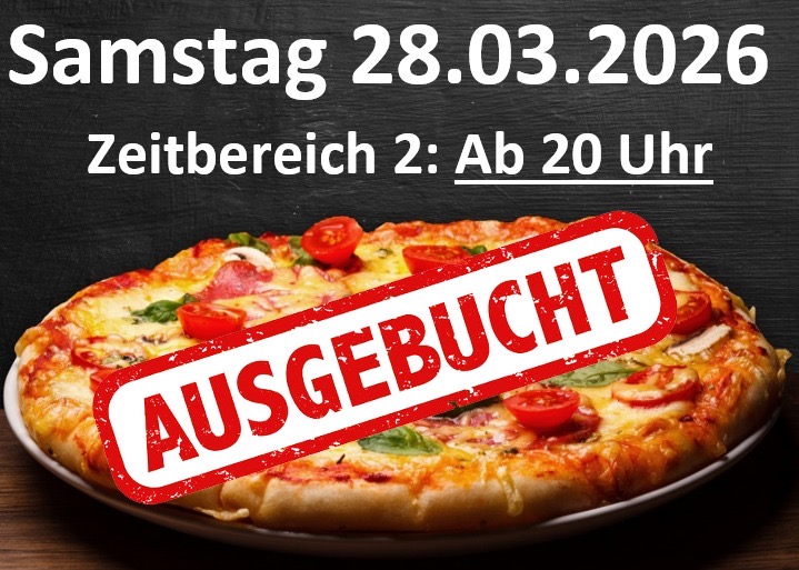 Pizza im Sportheim | Sa. 28.03.2026 - Zeitbereich 2: Ab 20 Uhr